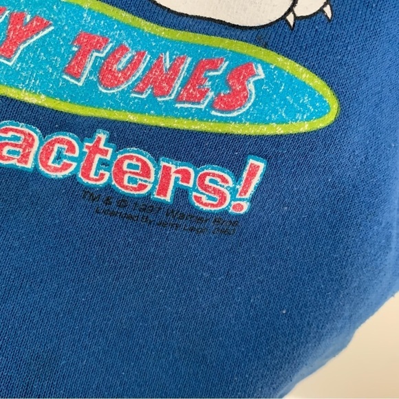 Vtg 90s 1997 Looney Tunes boxy crewneck sweatshirt blue L/XL - Picture 5 of 9